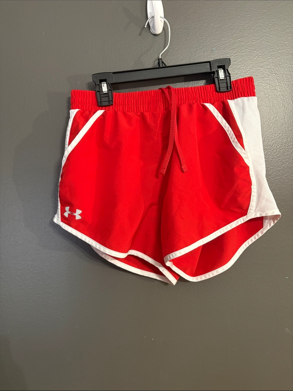 Under Armour Red and White Women's Athletic Shorts